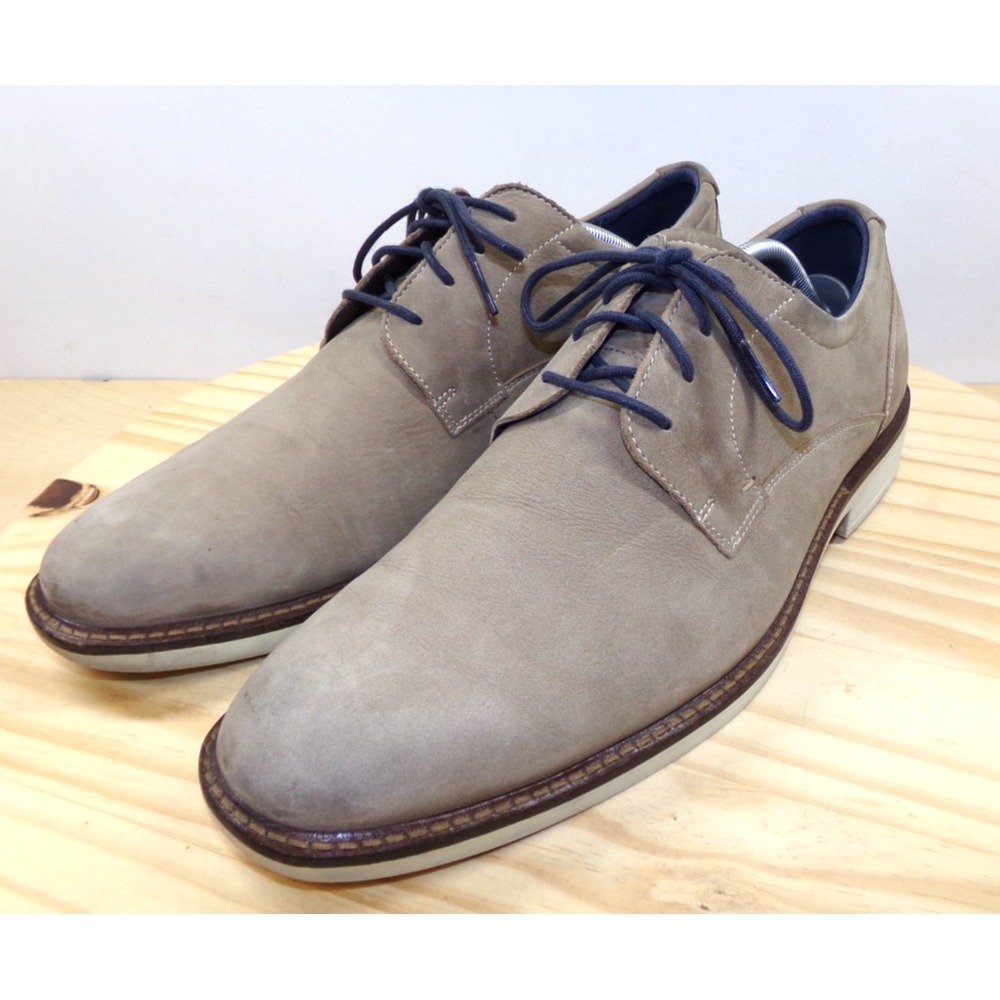 ECCO Shock Point Suede Oxfords Shoes Mens Tan Size 44 / US 10 - 10.5 Lace Up‎